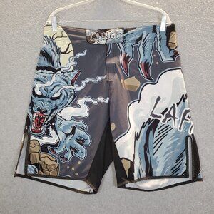 Lafroi Agile Men Swimwear M Gray Board Shorts Warewolf Artwork Graphic‎